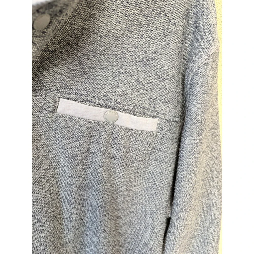 Eddie Bauer Mens Blue Heather Sweater Knit Quarter Snap Fleece‎ Pullover Medium